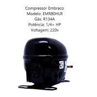 Produto Compressor Embraco 1/4.HP EMR80HLR R134A 220V